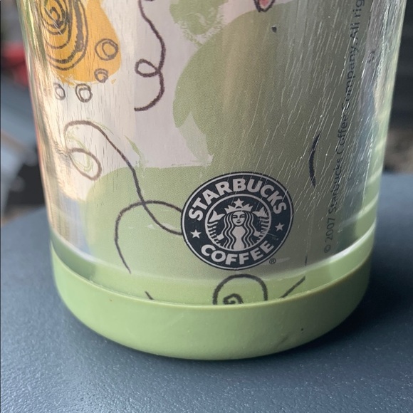 Starbucks Green and Black Accent Cup with Botanical Design - Picture 2 of 4